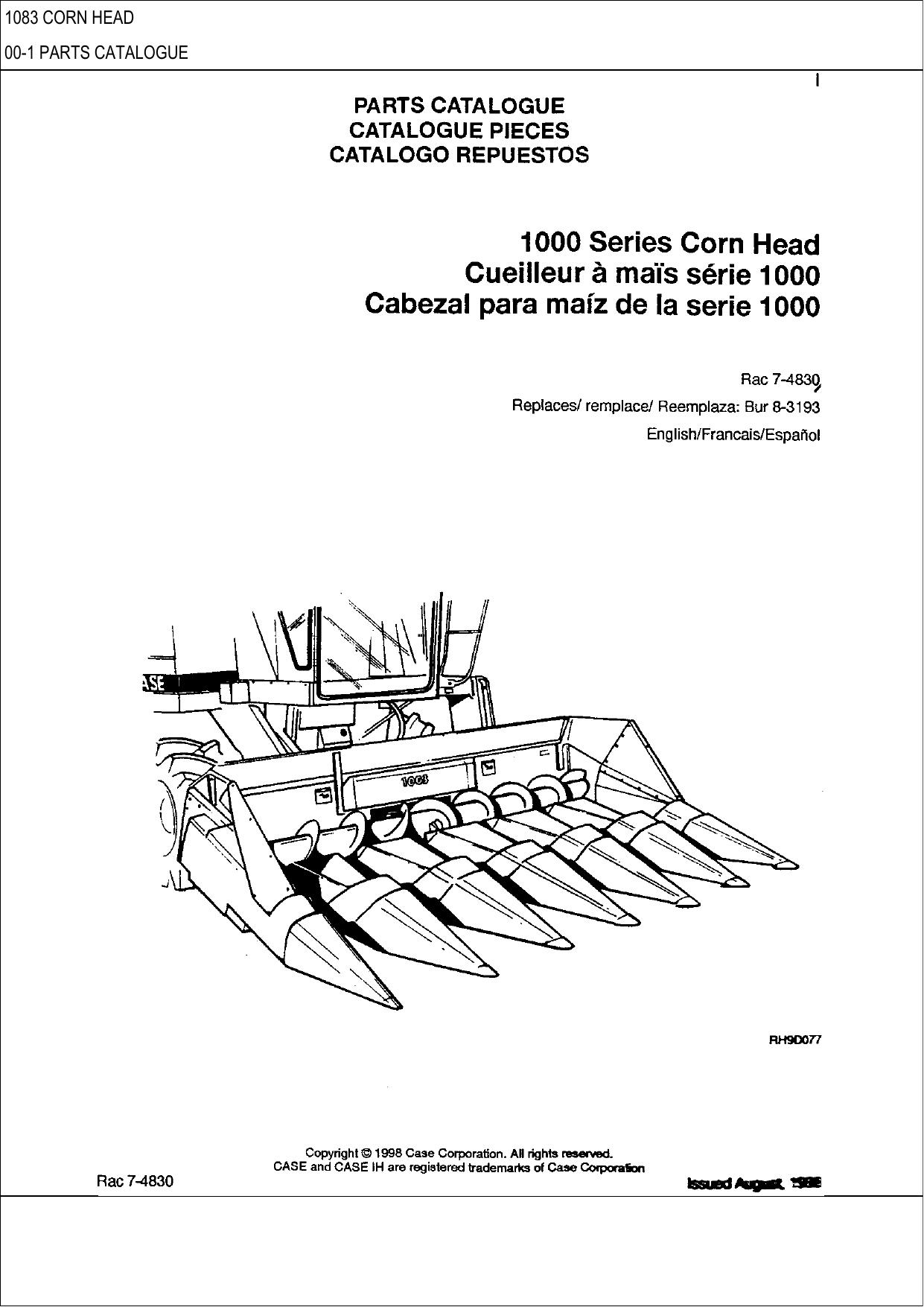 1083 CORN HEAD PARTS